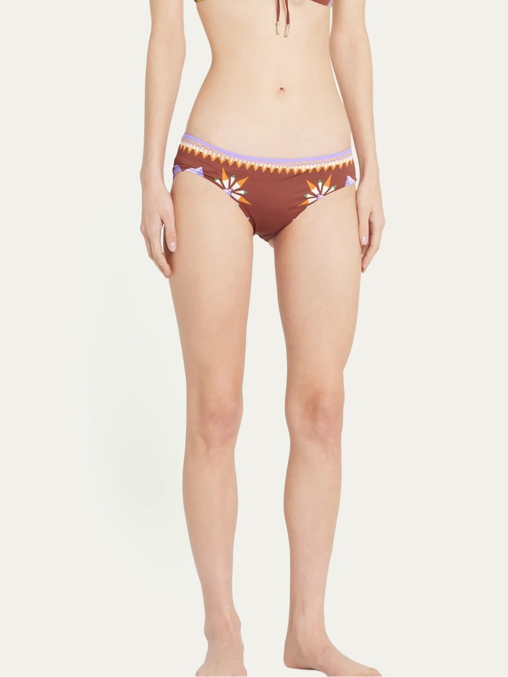 La DOUBLE J Sunset Bikini Moro Placee Bottom Purple & Brown Printed Small NWT